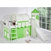 Letto bambino con scivolo con tenda verde