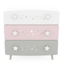 CASSETTIERA PER BAMBINI ROSA GRIGIO COSMOS