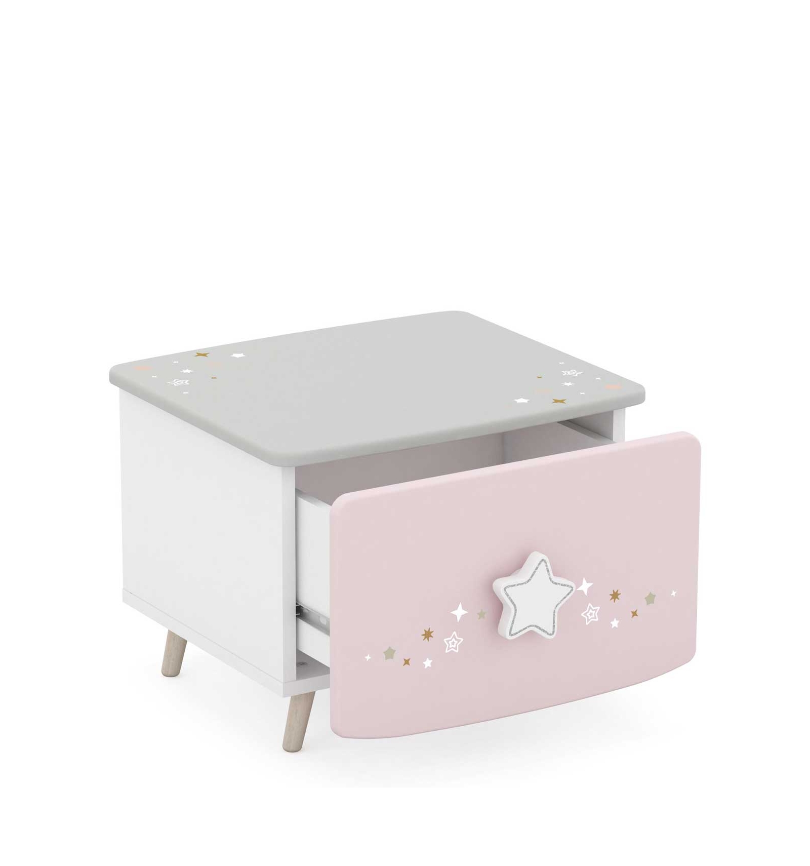 Comodino per bambini rosa grigio