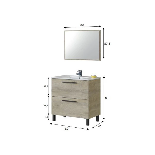 MUEBLE DE BAÑO CON 2 CAJONES Y CON 4 PATAS BIRD