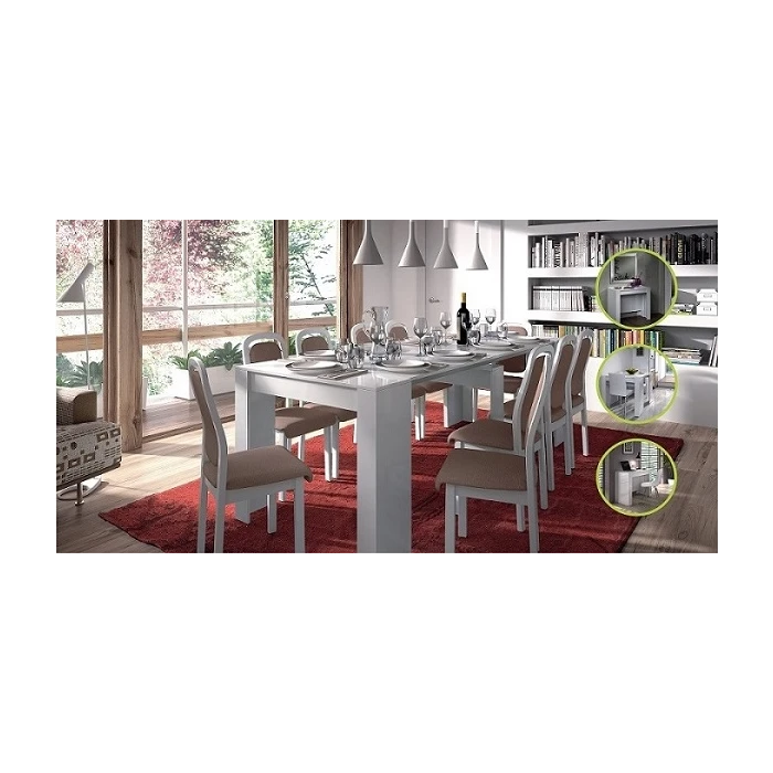 Tavolo adattabile con 5 posizioni. Fino a 10 commensali. Tavolo estensibile per ospiti. Pratico e funzionale.