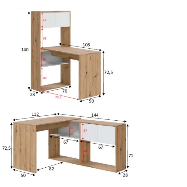 Scrivania Multifunzionale Ripiani Ante