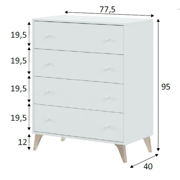 Cassettiera 4 Cassetti