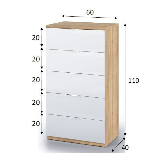 Cassettiera Alta 5 Cassetti
