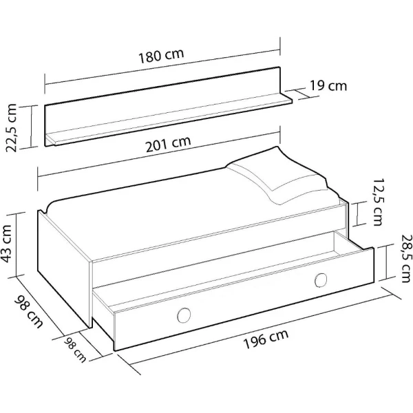 Letto Per Bambini Con Cassetto