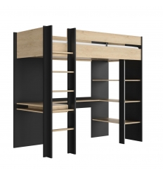 CAMA ALTA CON ESCRITORIO Y ESTANTES EINA