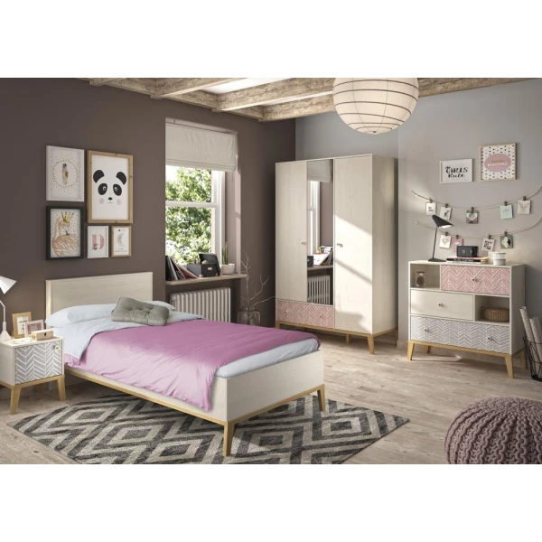 ARMARIO JUVENIL CON 3 PUERTAS Y CAJÓN INFERIOR TERRAL