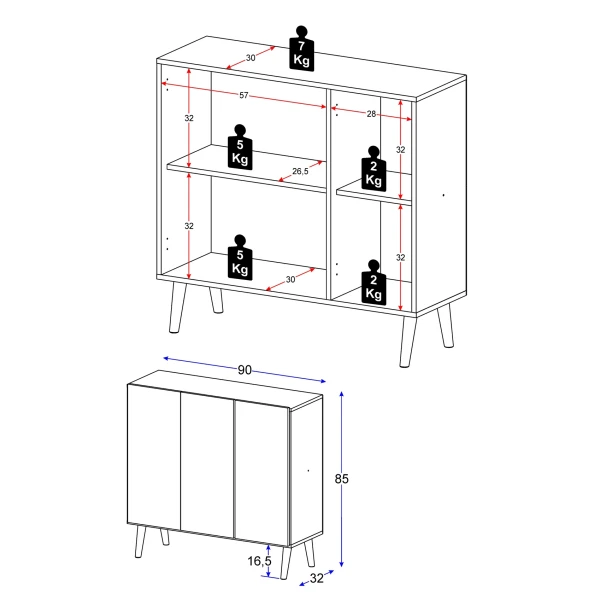 Credenza bianca 90 cm