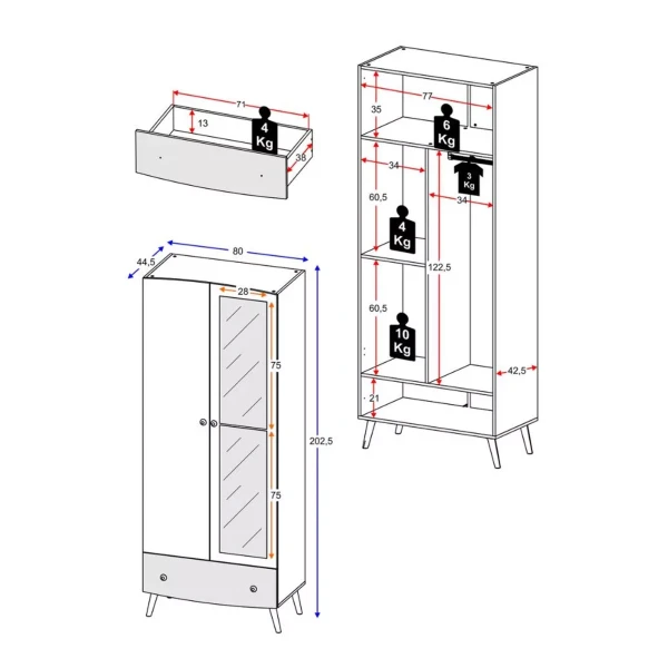 Armadio bambino 80 cm