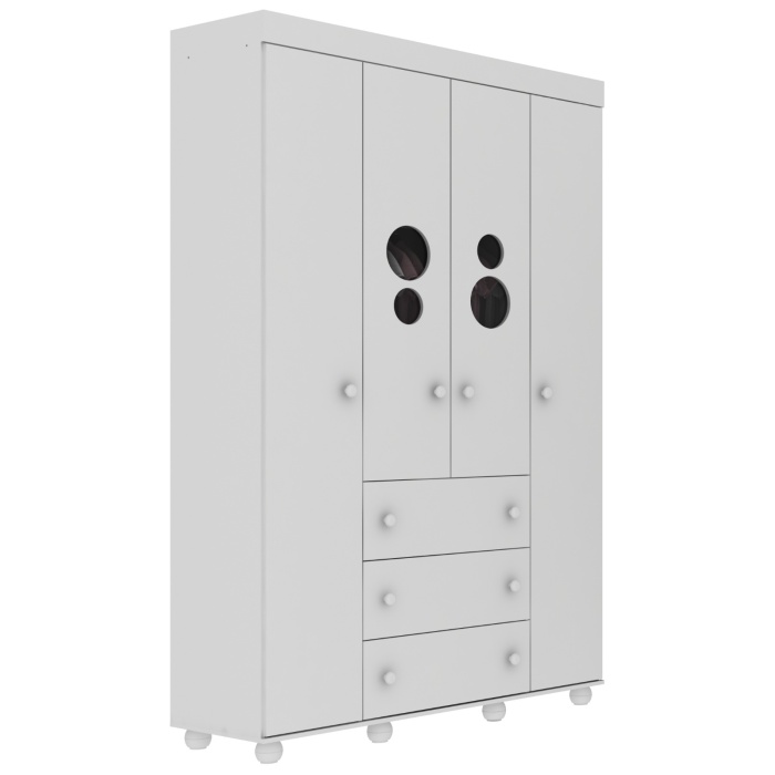 Armadio bianco BUBBLES in cameretta per bambini, set decorativo moderno