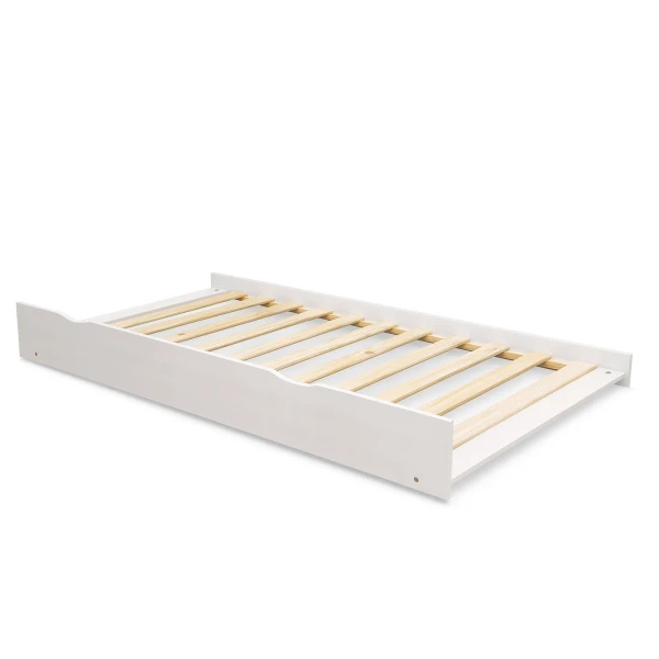 Letto estraibile RH bianco 90x190 con doghe in legno, pratico come letto aggiuntivo per ospiti o spazi ridotti