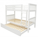 Letto a castello in legno bianco Minerva Vicawu con letto estraibile e doghe per materassi 90x190