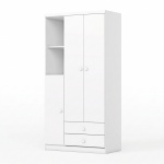 Armadio Bambini Mint con ante e cassetti, design moderno in legno e bianco per cameretta.