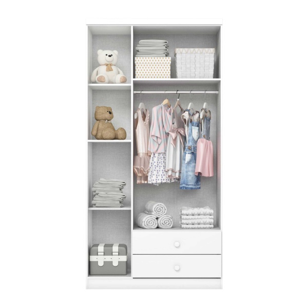 Armadio Bambini Mint in cameretta decorata, design legno e bianco per spazio moderno.