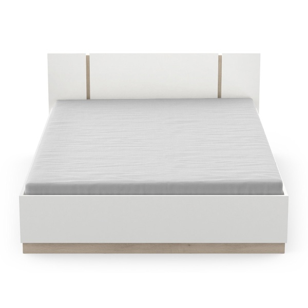 Letto dal Design Minimaliste Nord, struttura in legno finitura rovere, stile nordico moderno