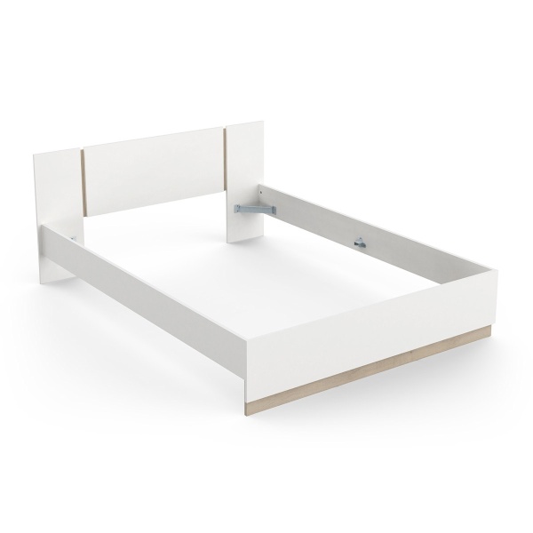 Struttura letto Nord con gambe in legno, design minimalista e robusto in rovere