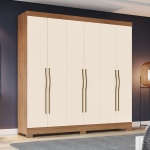 Armadio Wilsor 6 ante bicolore ambientato, finitura rovere e beige