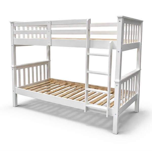 Letto a castello in legno Minerva Vicawu bianco senza materassi con doghe, 90x190 cm