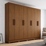 Armadio camera 8 ante Bristol Vicawu in ambiente moderno con finitura legno e castagno elegante