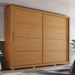 Armadio Genius con ante scorrevoli in rovere cannella, design moderno e grande capacità