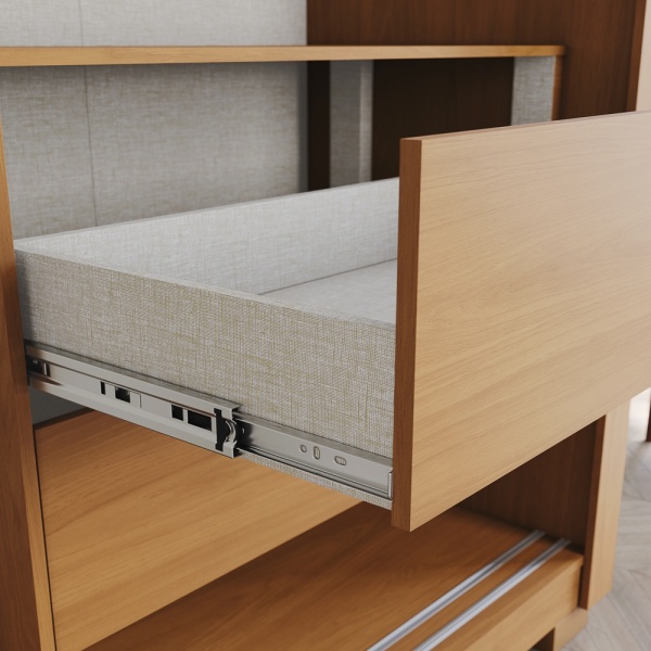 Cassetto interno armadio Genius in rovere cannella con guide metalliche, apertura fluida
