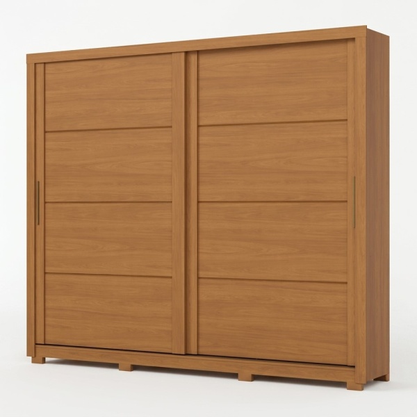 Armadio Rufus con ante scorrevoli in legno, design minimalista e ampia capacità