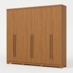 Armadio Blenda Vicawu 6 Ante in rovere caldo con maniglie marroni dal design minimalista