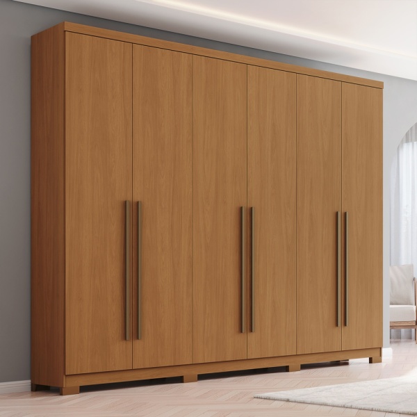 Armadio moderno Blenda Vicawu 6 Ante effetto legno rovere per camere eleganti