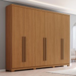 Armadio moderno Blenda Vicawu 6 Ante effetto legno rovere per camere eleganti