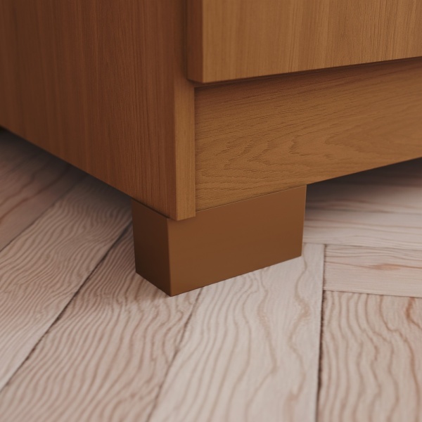Dettaglio base Armadio Blenda Vicawu con piedi robusti e finitura effetto rovere