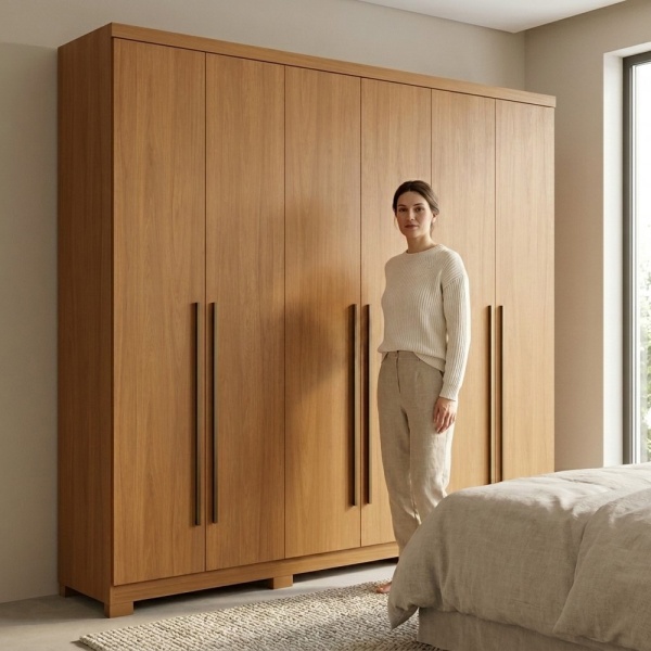 Armadio Blenda Vicawu 6 Ante finitura rovere per camere moderne ed eleganti